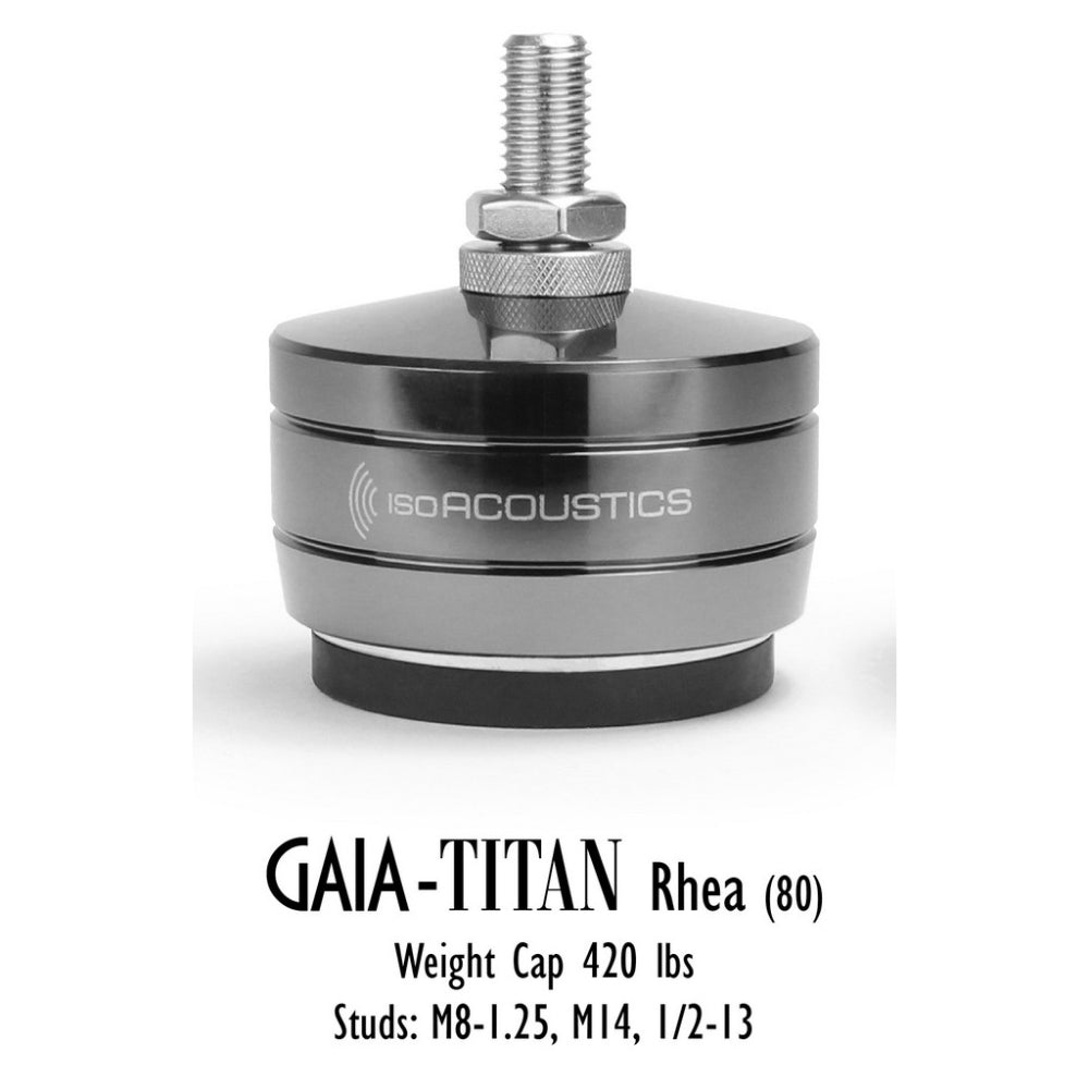 IsoAcoustics GAIA Titan Rhea 80- Set of 4 Threaded Stainless Steel Isolators SWL 190 Kg